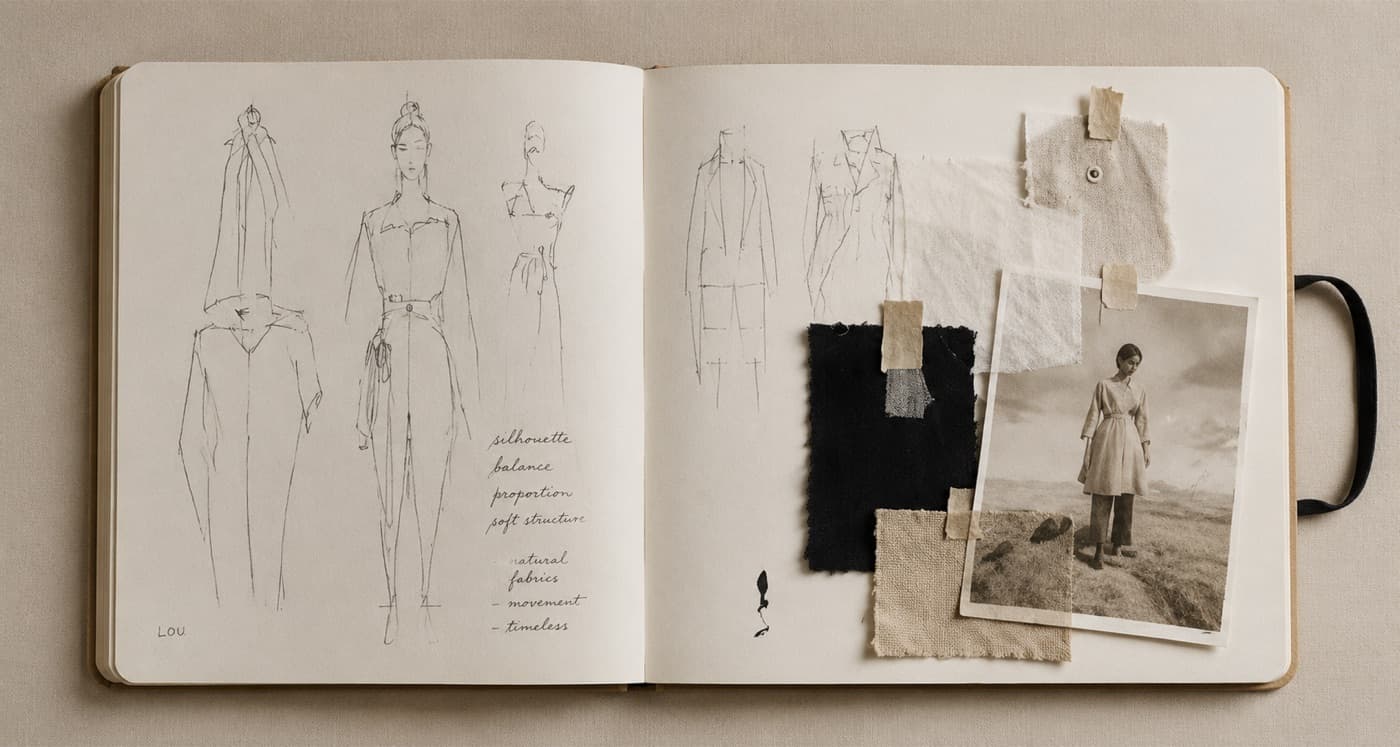 Elena's early moodboard and sketches